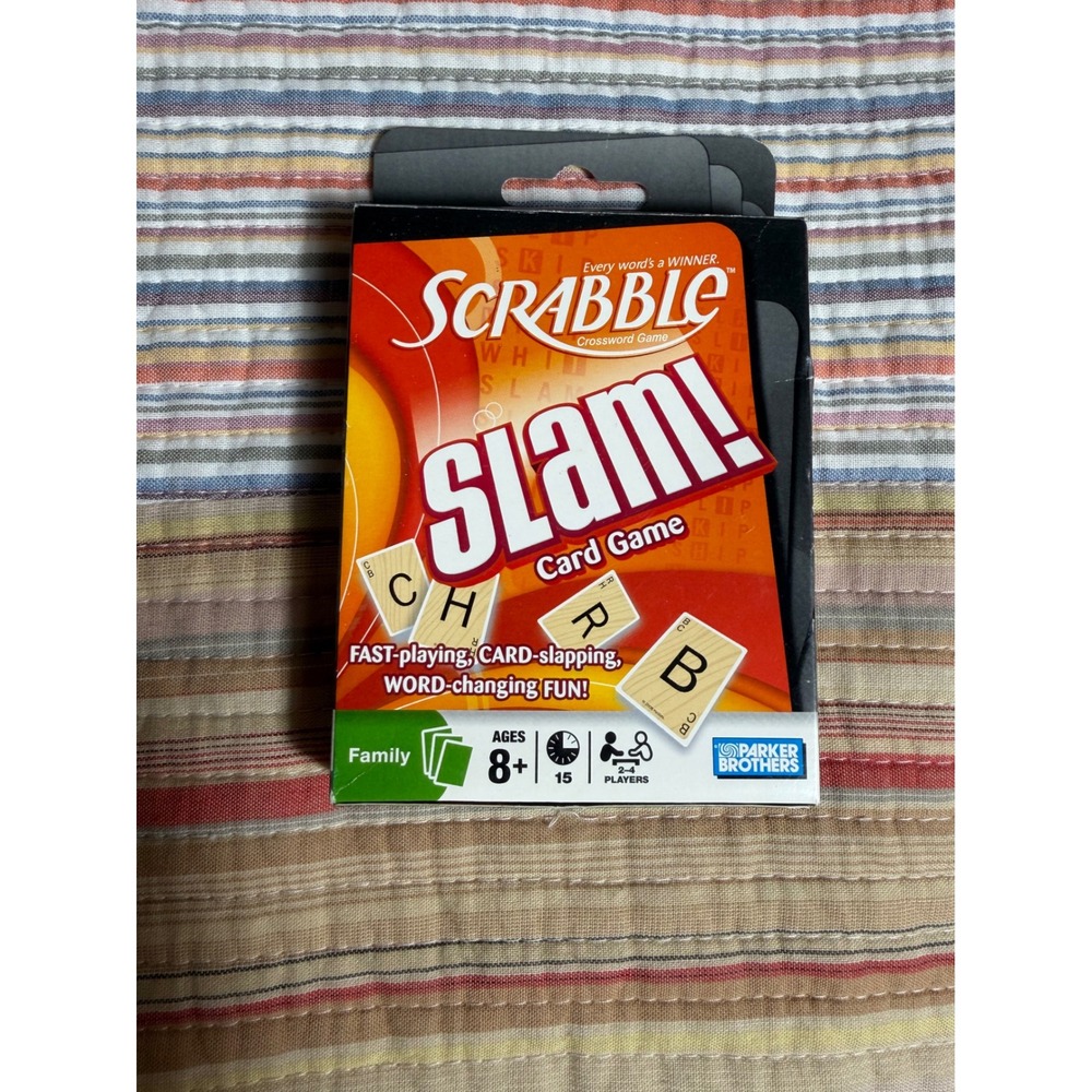 Scrabble Slam Card Game Parker Brothers Hasbro Fast Word Game 55 Cards Ages 8+